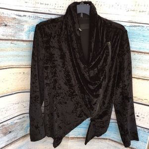BLANK NYC Womens Crushed Velvet Jacket Black Side Zip Front Size Medium